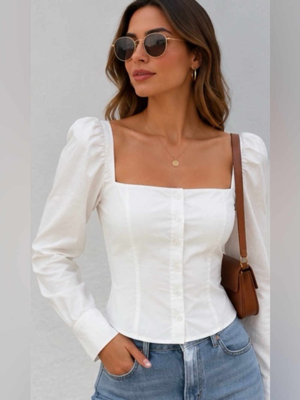 NWT LULUS WHITE COTTON PUFF SLEEVE SQUARE NECK BLOUSE XL ROMANTIC COTTAGECORE - Picture 2 of 10